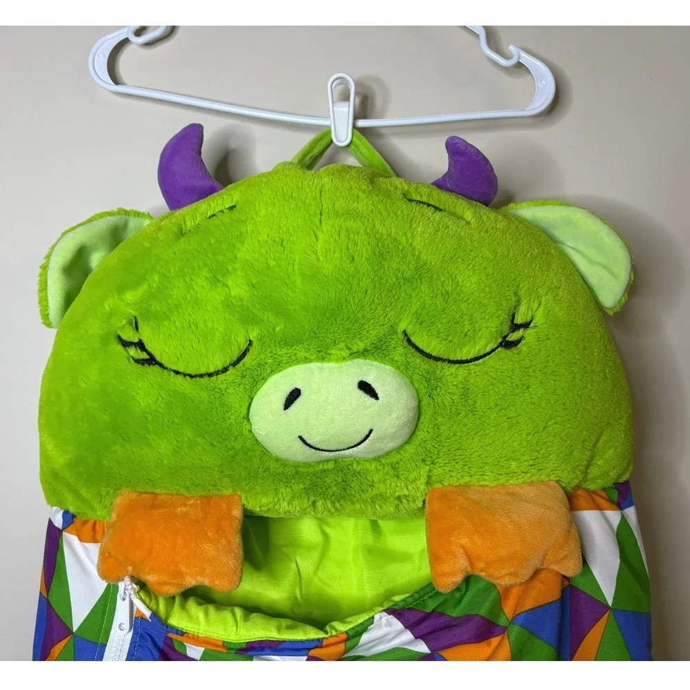 Happy Nappers Green Dragon Sleeping Bag Kids Plush Pillow‎ Geometric Pattern